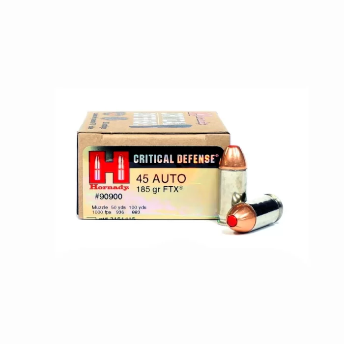 Munição HORNADY 45AUTO FTX 185Gr Critical Defense Cx.20un